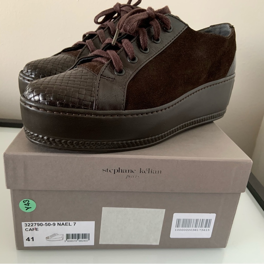 Stephane Kelian leather and suede platform sneakers, EU size 41